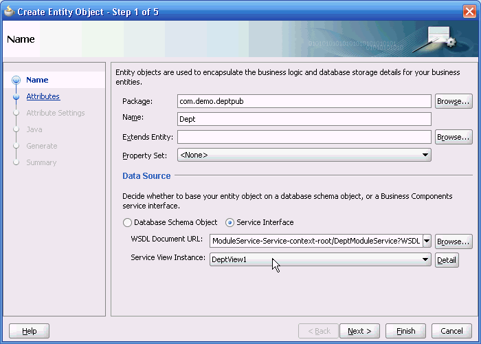 Service Views Interface page