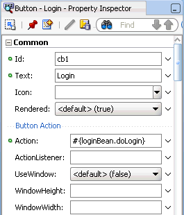 Property Inspector shows username value