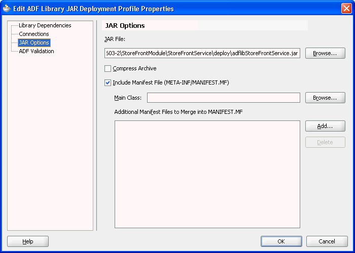 ADF Deployment Profile JAR Option