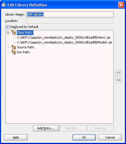 Edit Library Definition dialog.