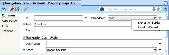 Rendered Property usage