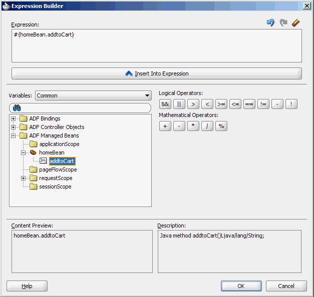 Selected method in Edit Property dialog.