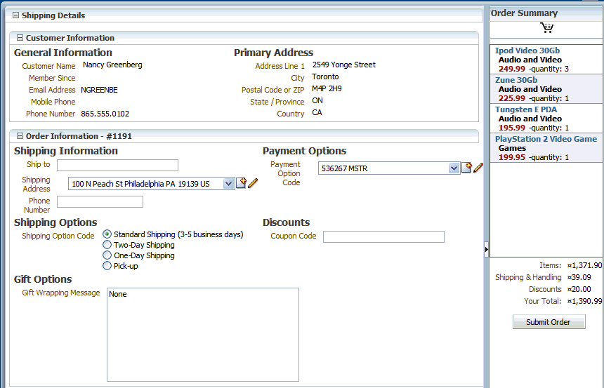 FOD order details view