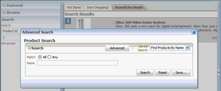 FOD advanced search dialog