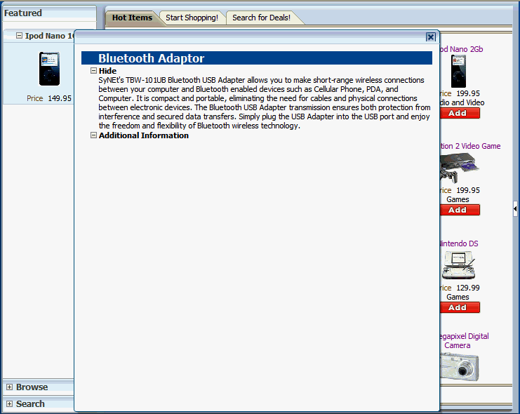 FOD product details dialog