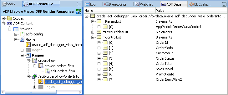 Binding Container Selected for ADF Data Pane