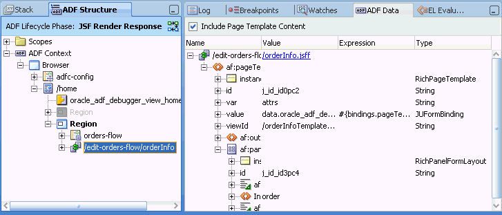 Page Selected for ADF Data Pane