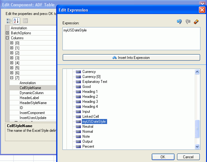 The Edit Expression dialog box applies a style.