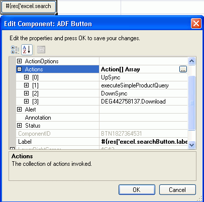 ADF Button component for quick query search form