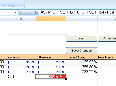 Runtime View of Excel Formula in Integrated Excel Workbook
