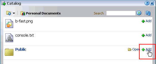 Add link next to a folder in the component Catalog