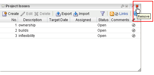 Remove icon on a component header