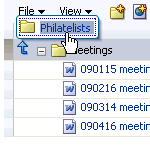 Folder hierarchy pop-up