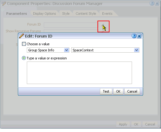 Edit icon next to a parameter value field