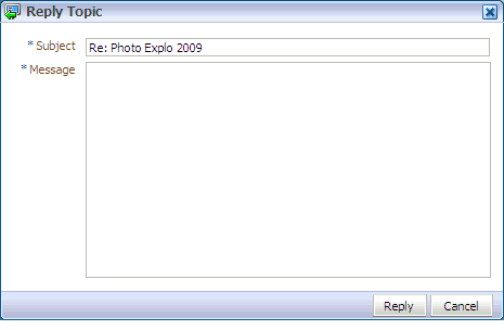 Reply Topic dialog box