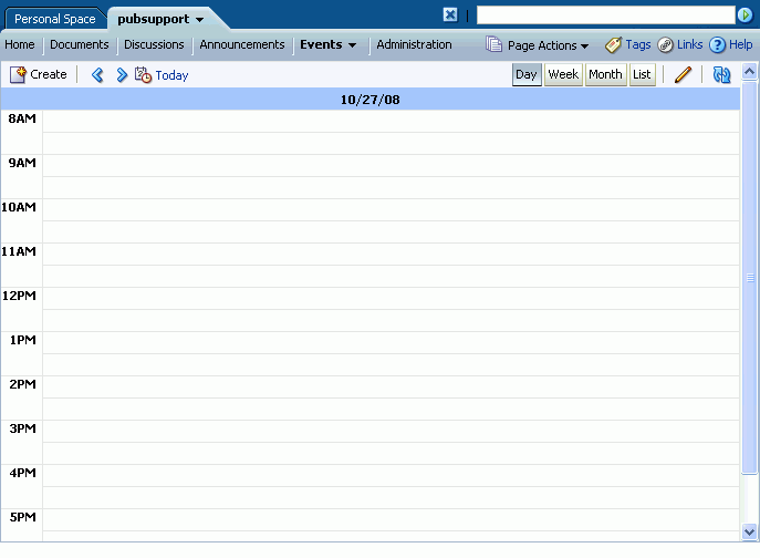 Events page in grid mode