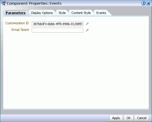 Component Properties dialog