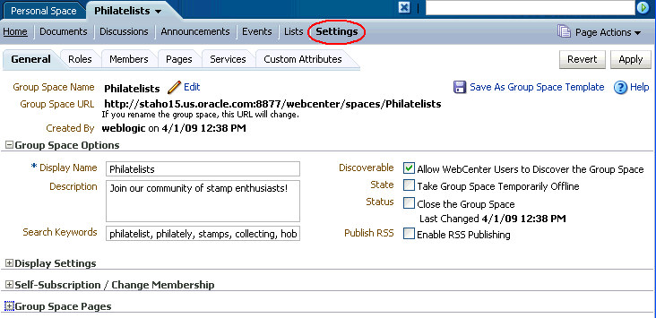 Administration tab