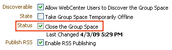 Close the Group Space enabled
