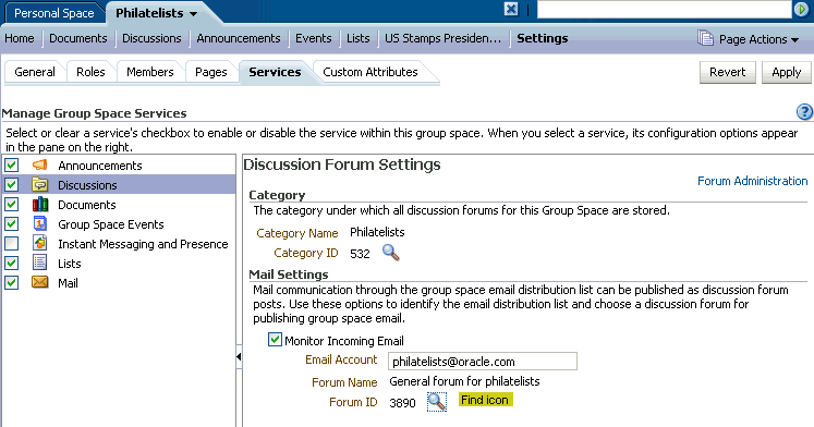 Discussions service configuration options