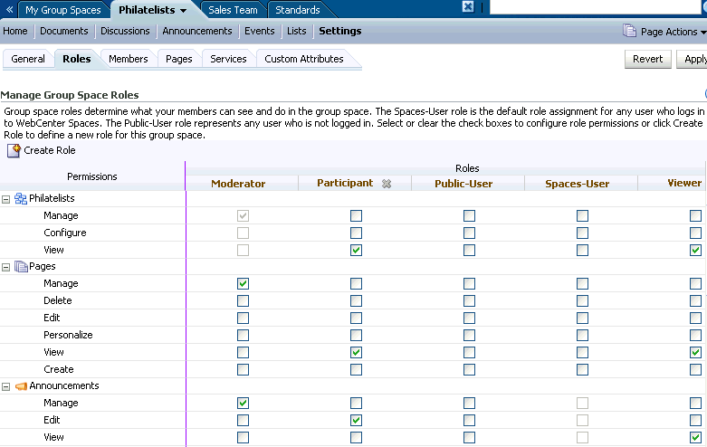 Roles subtab
