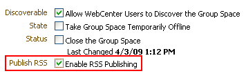 Enable RSS Publishing on General subtab