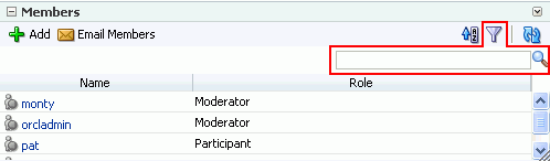 Filter field in Members task flow
