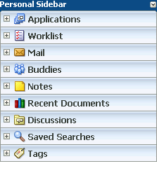 Sidebar displayed as a list of expandable panels