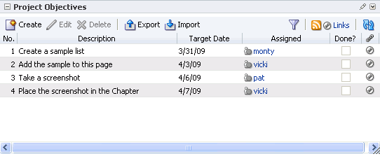 List shown in a List Viewer task flow