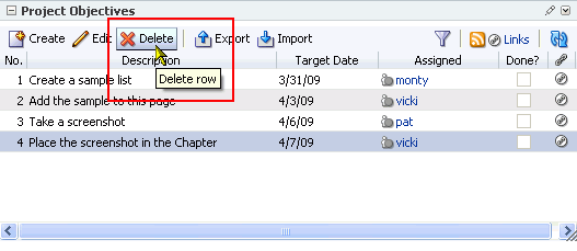 Delete (list row) button
