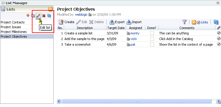 Edit list icon