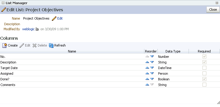 List Manager in Edit List mode