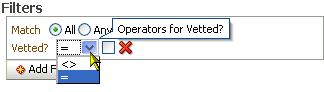 Boolean filtering operators