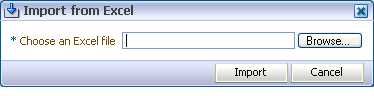 Import from Excel dialog box
