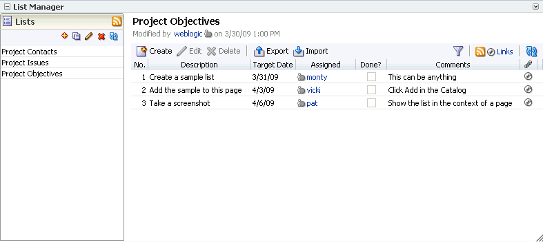 List Manage task flow