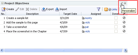Personalize icon on a List Viewer task flow header