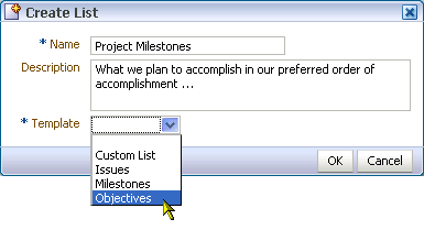 Template menu