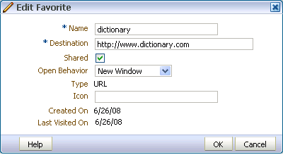 Edit Favorite dialog box