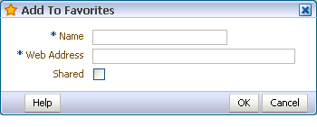 Add to Favorites dialog box from Manage Favorites window