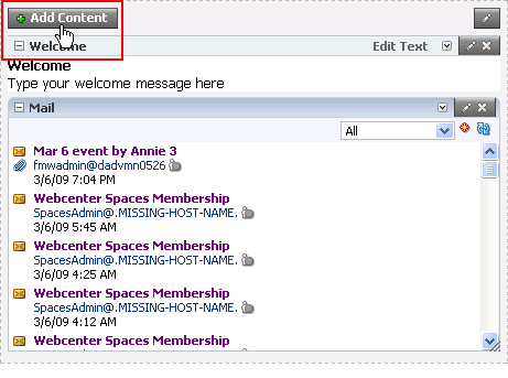 Add Content button on a layout region