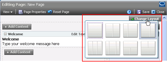 Palette of alternative page styles