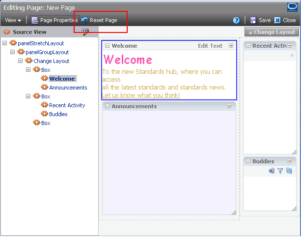 Reset Page button in Oracle Composer