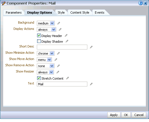 Component Properties dialog box