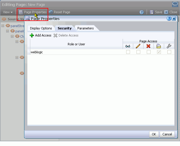 Page Properties button and dialog box