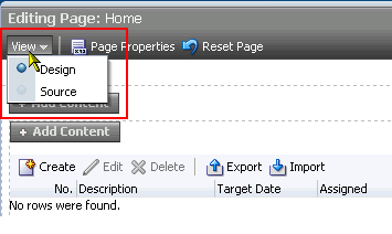 View menu in Oracle Composer