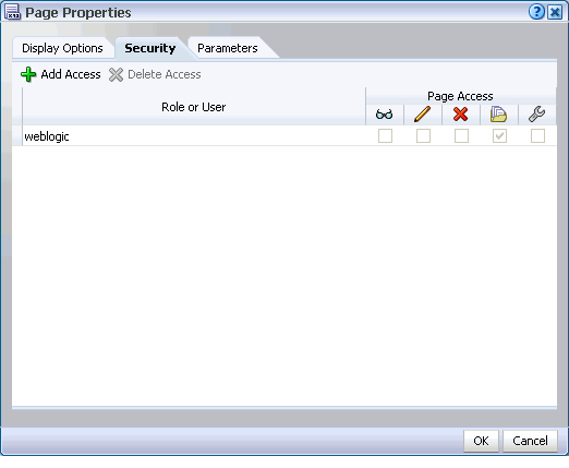 Security tab in Page Properties