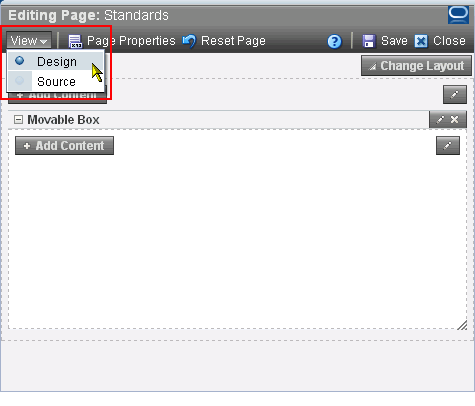 Design option on the View menu in Oracle Composer