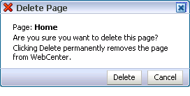 Delete Page dialog box