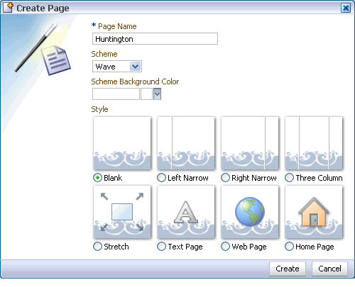 Page layout selections redrawn with selected scheme