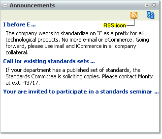 RSS icon in an Announcements Task Flow